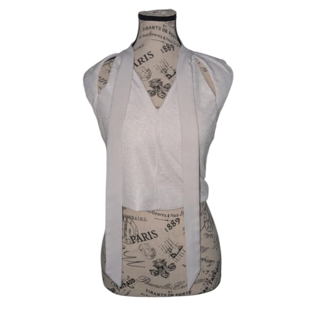 Zara Textured V-Neck Tie-Front Top, Size Small